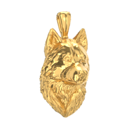 Siberian Husky gold dog pendant — design render