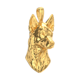 Belgian Malinois gold dog pendant — design render